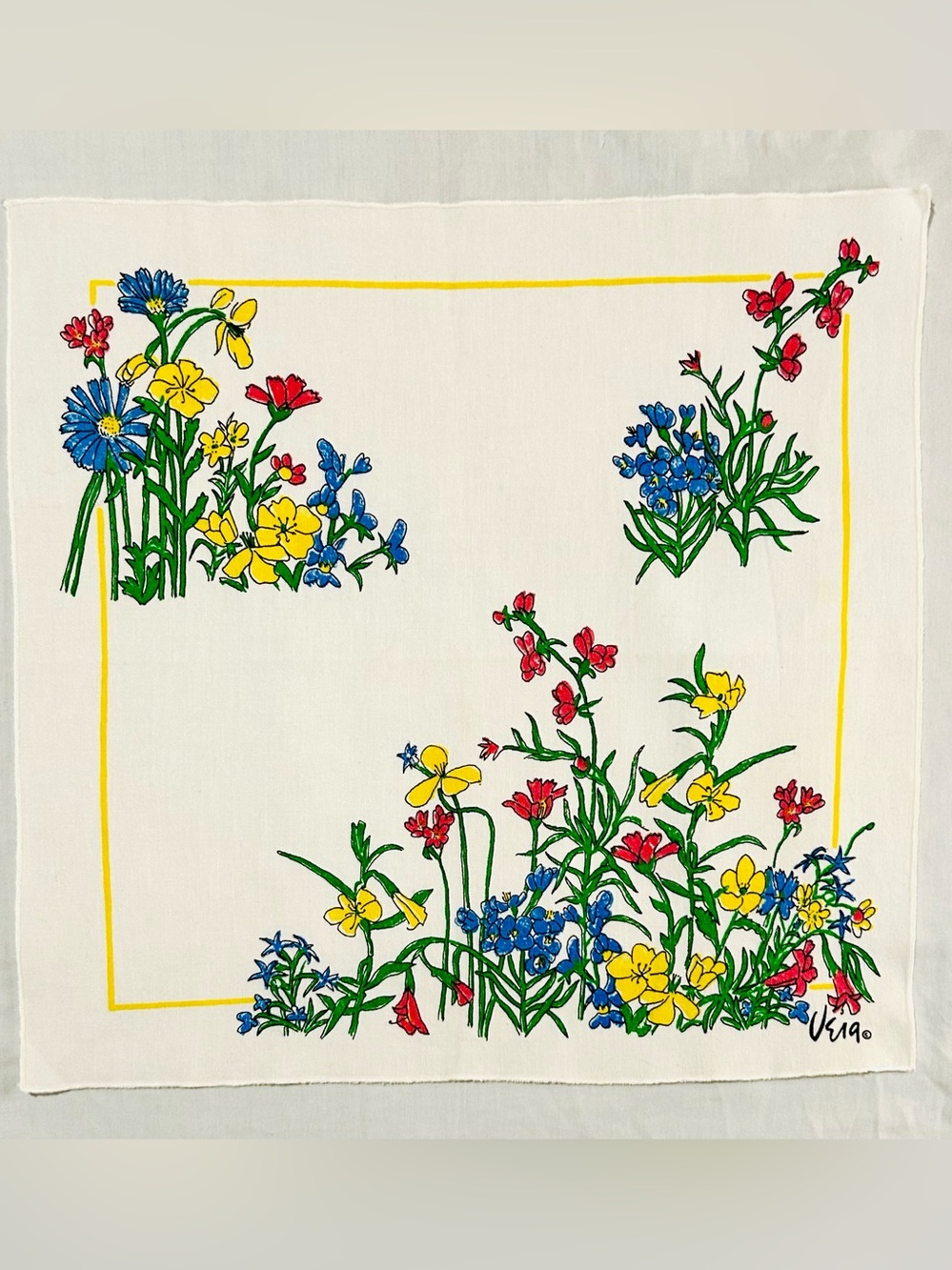 Vera Neumann Floral Handkerchief Square Scarf 16x16.5